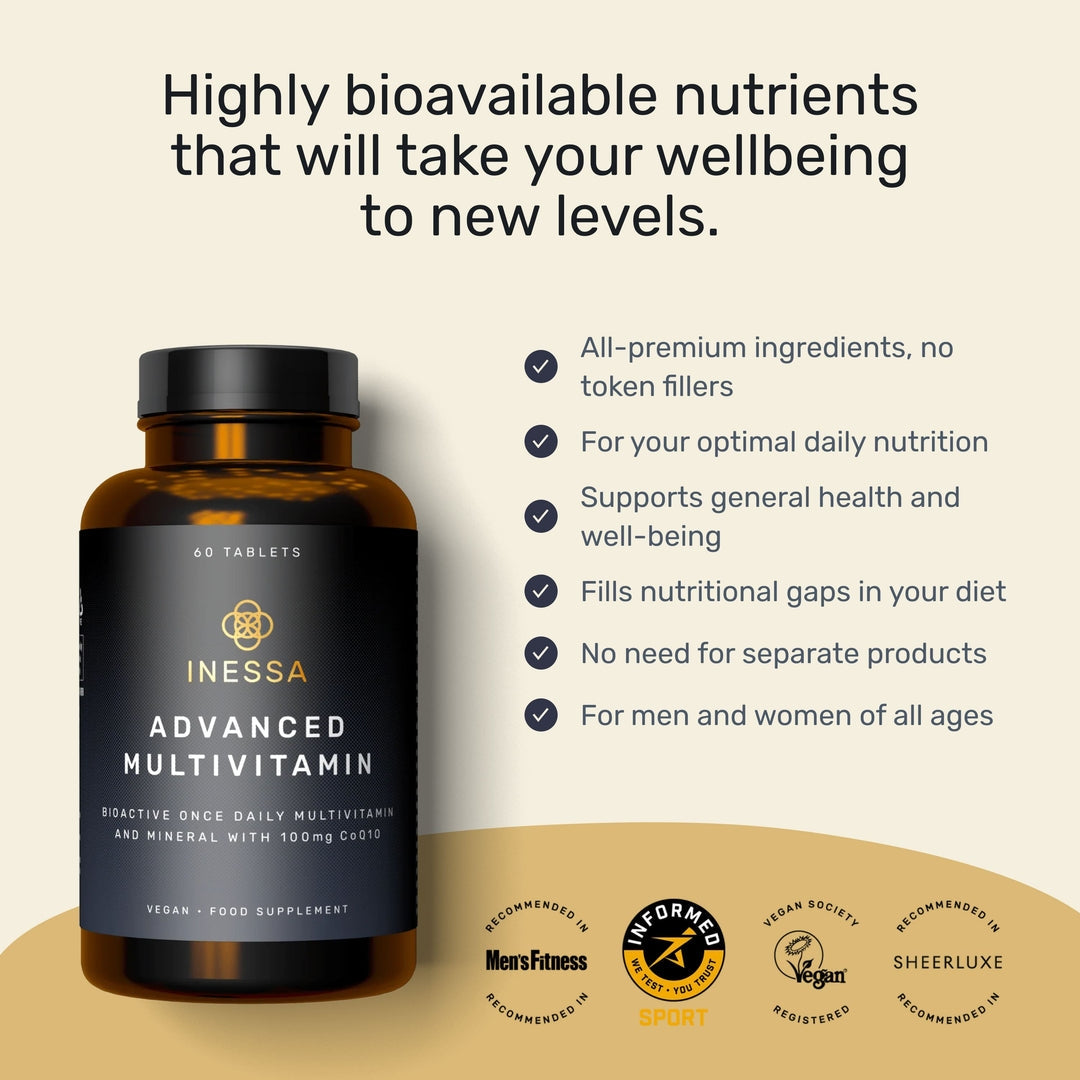 Advanced Multivitamin for Men & Women - Methylated, 60 Tablets | One tablet a day covers the lot, in the active forms your body can use straight away. With CoQ10, D3 and K2.
